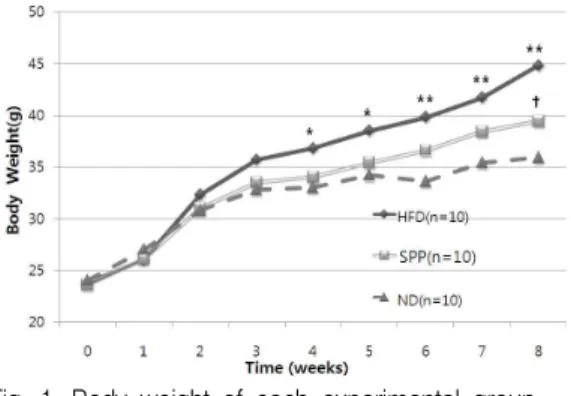 Fig. 1. Body weight of each experimental group.