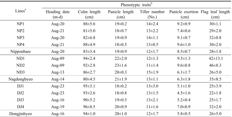 Table 2. Phenotypic traits of transgenic lines evaluated during the replicated yield trials in 2010