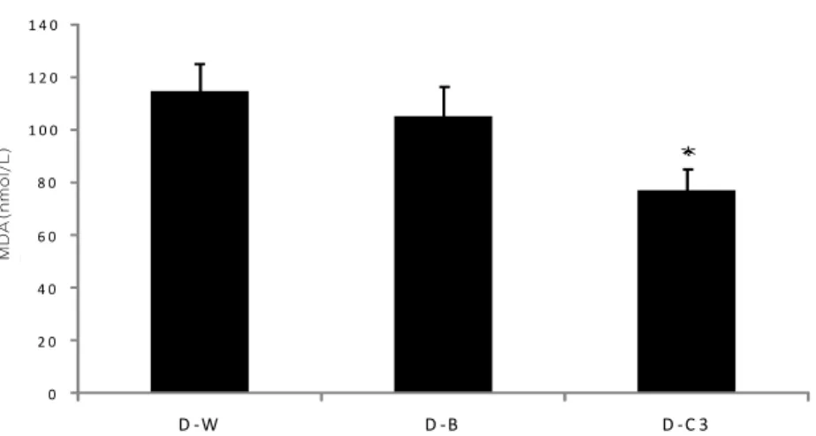 Fig. 3. Effect of C3GHi rice extract in plasma malondialdehyde contents in STZ-induced diabetic rats
