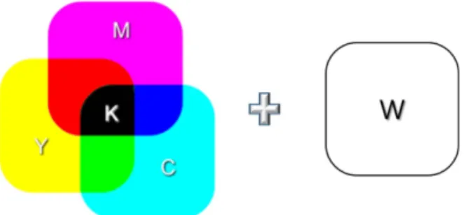 Fig. 12 CMYK + White : subtractive colors for printer