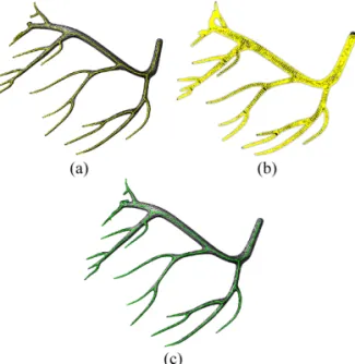 Fig. 2 Example of generation of 3D models: (a) voxel   model; (b) 3D mesh model 