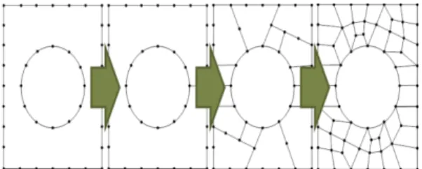 Fig. 7 Result of quadrilateral mesh generation  Fig. 8 Basic data structure for quadrilateral mesh