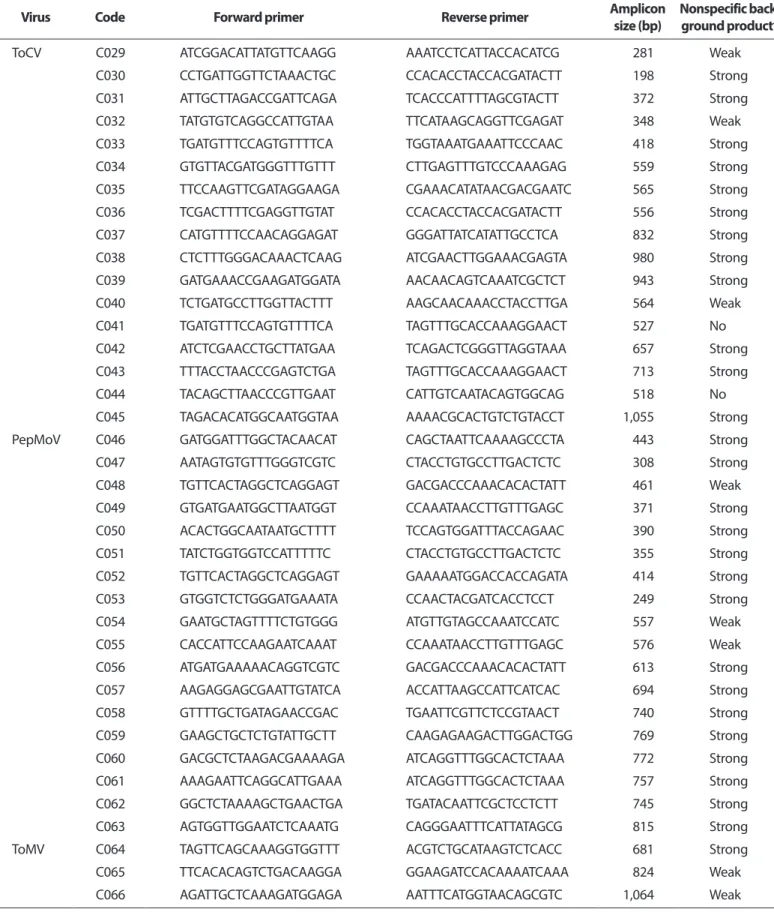 Table 2. Parameters and suitability of primers used in this study