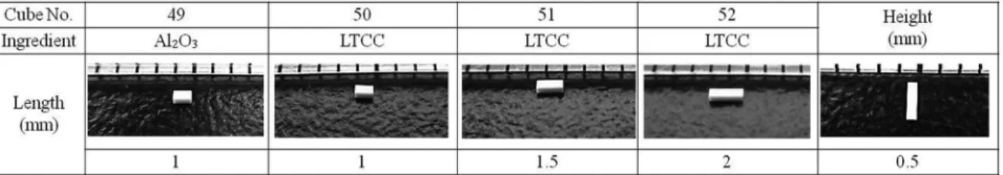 Fig. 1. Ingredient and size of porous ceramic cubes. width 0.5 mm; height 0.5 mm; length 1-2 mm