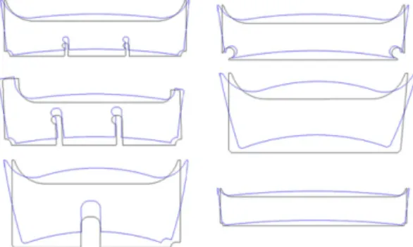 Fig. 12 Examples of counter-deformed design shape 