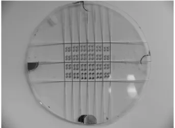 Fig. 2.  Fabricated micro-inductors on a Pyrex glass wafer by MEMS technique.