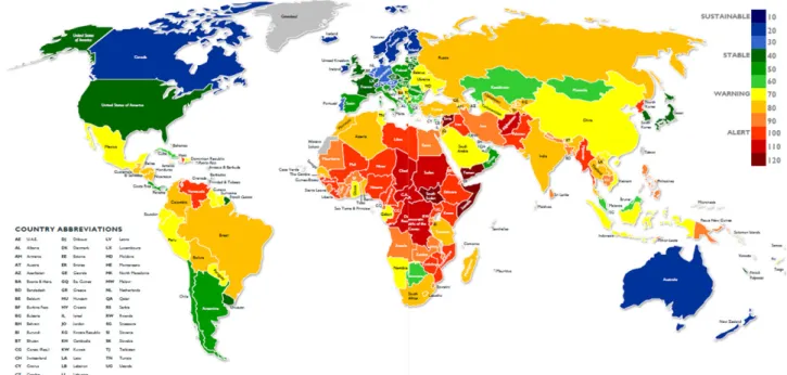 Fig. 1. Map Based on Fragile States Index (2020)