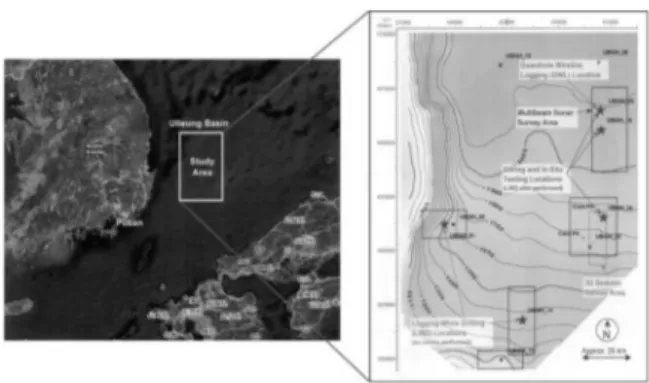 Fig. 1. Location of Ulleung basin and information of field  investigation.