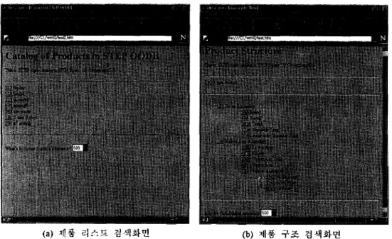 Fig. 8. User interface for  searching  product data (a)  Product list  search  (b) Product  structure search.
