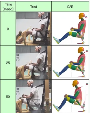 Fig. 19 Test &amp; FEA results on 75 ~ 125msec dummy behavior