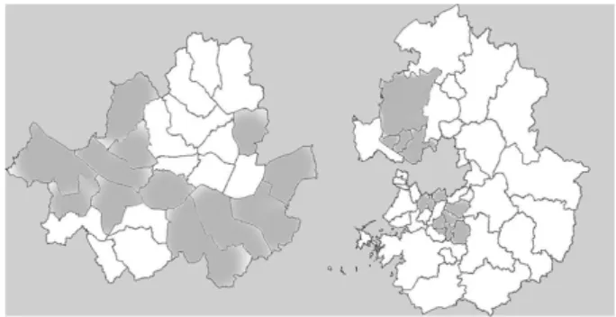 Fig. 1. Areas of data collecting 
