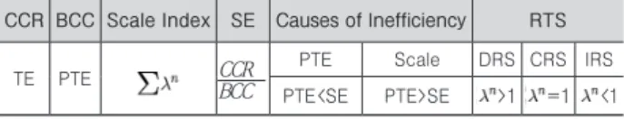 Table 1. Efficiency Characteristics of Basic DEA Model