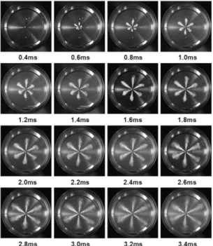 Fig. 8 Sequential images of DME spray (Injector 3, Injection  Pressure : 70 MPa, Ambient Pressure : 5 MPa)