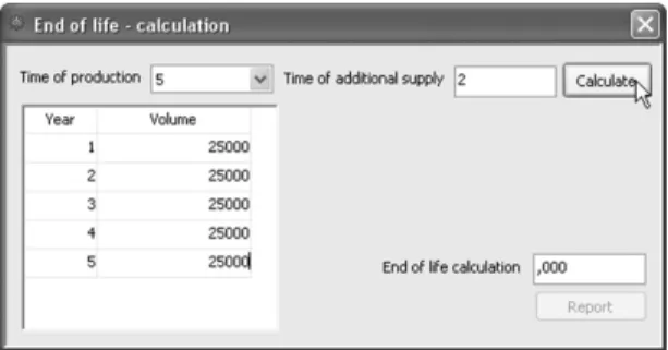 Fig. 10 EOL calculation window