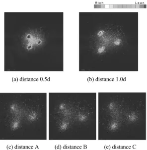 Fig. 5 RMS images of the spray vertical section pattern in  the flow field