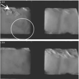 Fig. 5 Schlieren images with mixer when urea-solution is  injected in the duct