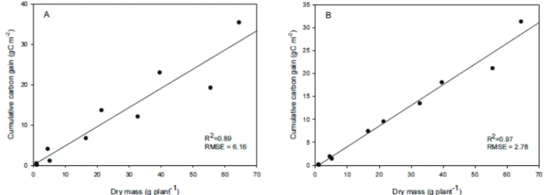 Fig.  5.  Carbon  gain  balance  before  (A)  and  after  (B)  the  quality  control  for  CO 2  flux  in  SPAR system.