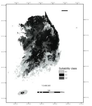 Fig. 2. Land suitability classification for apple using soil conditions. (N1: Currently not suitable, S2: 