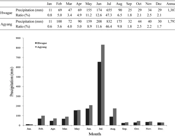 Fig. 6.  Monthly mean of precipitation for 2009.