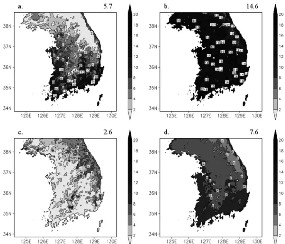 Fig. 11.  Difference in first date of 10 o C in spring, 2 × CO 2