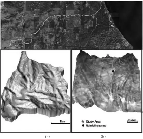 Fig. 1.  Locations of the study area: (a) Sulmachun and (b) Gwangneung.