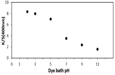 Figure 4. The Effect of Dye Bath pH on K/S Values of Silk Fabric Dyed with Rhododedron brachycarpum Extracts