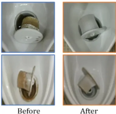 Fig. 7  Photograph of scale removal of toilet urinal.