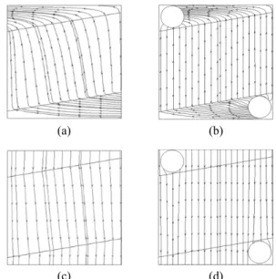 Fig. 5  Pathline along the heat exchanger (a) air side  simplified model, (b) air side full model, (c)  gas side simplified model, and (d) gas side  full model.
