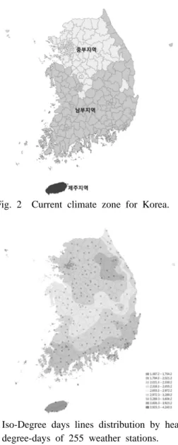 Fig. 3  Iso-Degree days lines distribution by heating  degree-days of 255 weather stations.