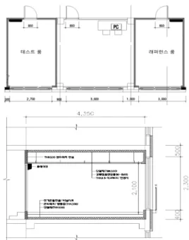 Fig. 2  Laboratory model(Top：plan, Bottom：section).