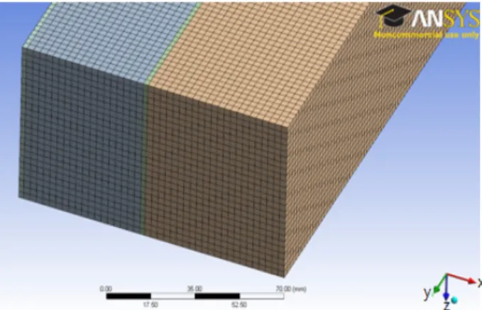 Fig. 3  Geometry of mesh generated PCM layer  in analysis. 