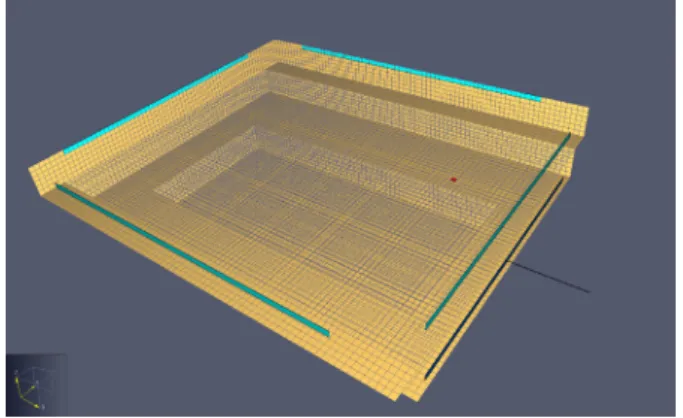 Fig.  1    Constructed  Flow  field  mesh  model  by  FDS  5.0.