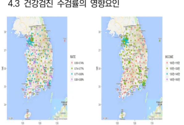 Fig. 2. Ggmap of examination rate according to the  number  of  examinees
