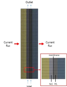 Fig. 3 Computational domain and mesh configuration of VRFB unit cell model