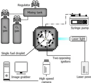 Fig. 1 Schematics diagram of single fuel droplet combus- combus-tion visualizacombus-tion system