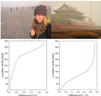 Fig. 1. Difference between brightness(V) and saturation(S) of haze image.
