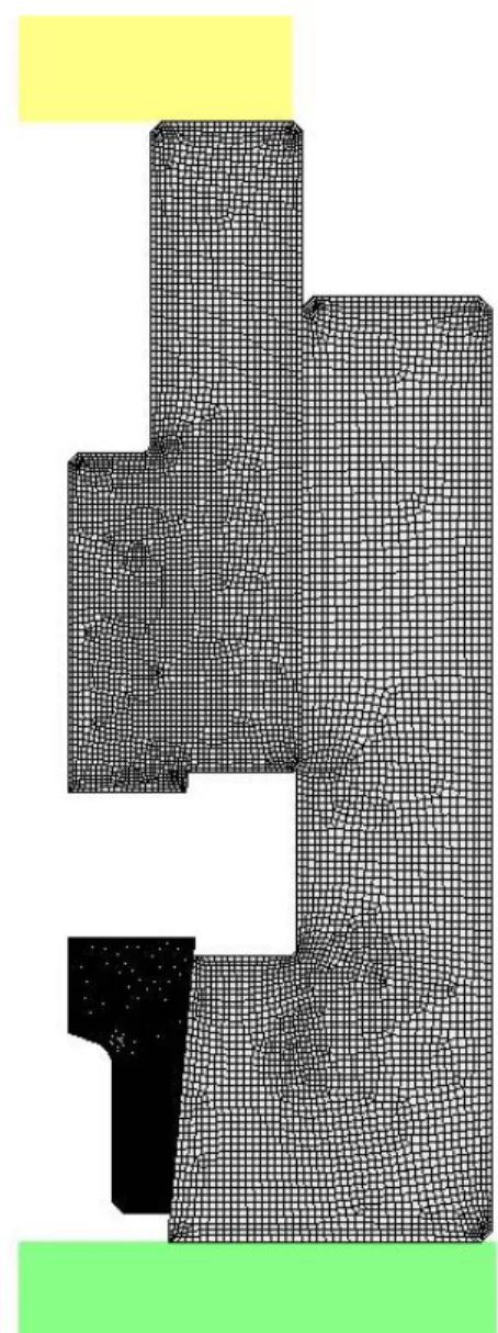 Fig. 2    Finite element mesh system of the problem at the  initial position