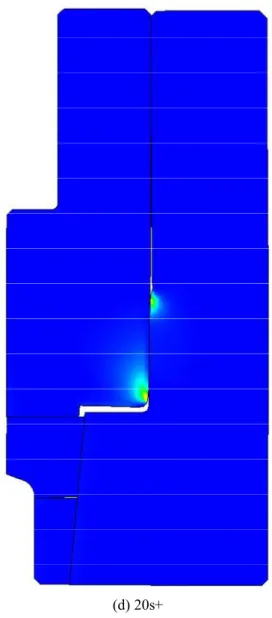 Fig.  6 Predicted  plastic  strain of  the  die  pre-stressing  process by press 4.  결 론 이 연구에서는 기계식 프레스 압입 방식의 금형 예압의 해석 기술을 확립하였으며 ,  이를 이용하여 특정한 기계식 프레스 압입 방식의 금형 예압 설계 를 평가하였다 