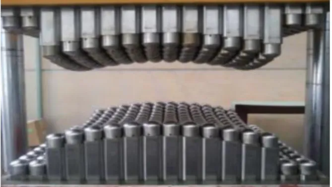 Fig.  1  Upper  and  lower  matrices  of  punches  in  MDF  press[6]