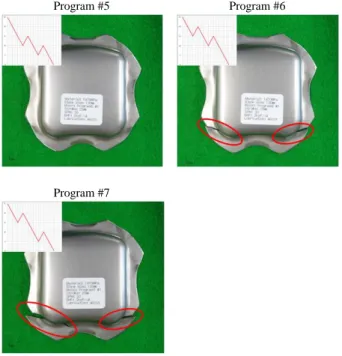 Fig. 6 Results of 3-step forming  Table 4 Effect of pulse height on formability  Pulse height  1mm  3mm  5mm  7mm  Forming success rate  40%  70%  100%  40% 