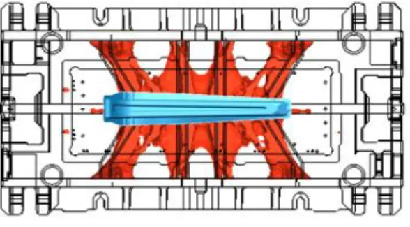 Fig.  9  Mass  distribution  of  the  rib  structure  obtained  from the topology optimization method 