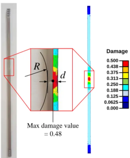 Fig.  5  Comparison  of  specimen  before  fracture  in  experiment and FE-simulation 