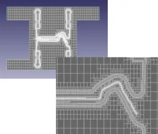 Fig. 3 Grid generation with adaptation for pocket type  cooling channel model 