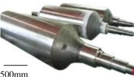 Fig.  1  Hearth  roll  shape  used  in  continuous  annealing  line[7]  라서  본  연구자는  유한요소법을  이용하여  허스롤  표면  온도가  냉각수에  의해  순간적으로  낮아지고  스트립에  의해  높아질  때의  롤  표면  열응력을  예측 하였다