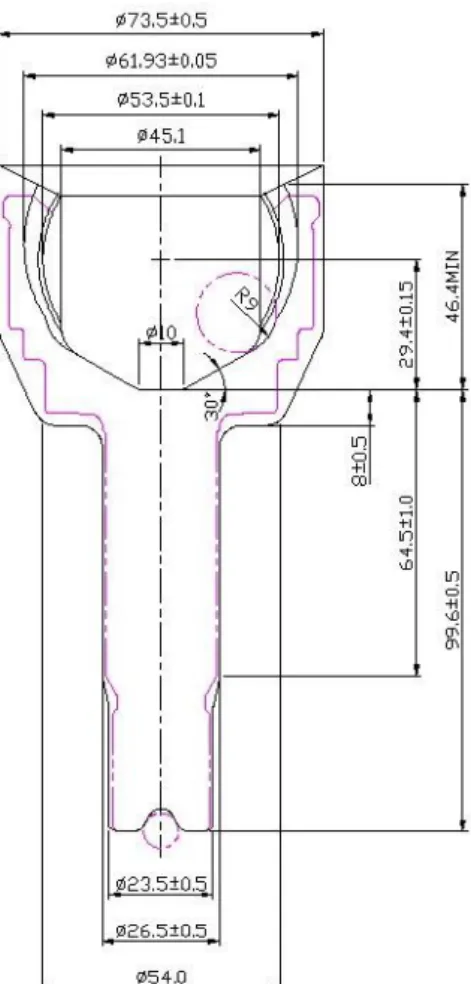 Fig. 4 Layout and detail dimensions of target geometry  for outer race of CV joint (unit : mm) 