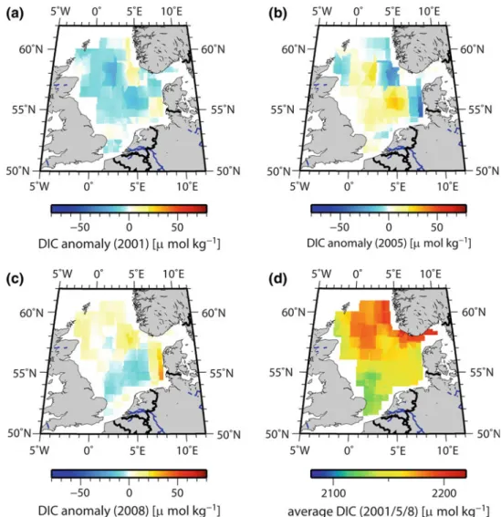 Fig. 3.18 Observed variability in surface water dissolved inorganic carbon (DIC) concentrations