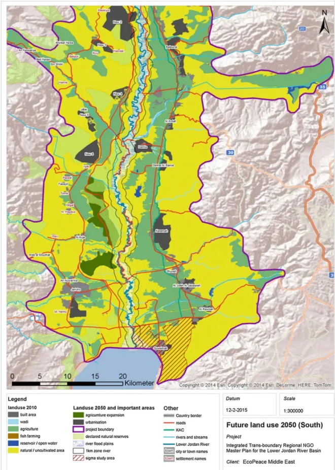 Fig. 2.2 Current land use of southern part of the Jordan Valley south