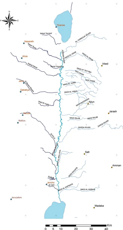 Fig. 2.5 Lower part of the Jordan River and its main tributaries