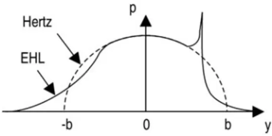 Fig. 9.3 Pressure distribution considering the EHL film (Jacobs 2014)