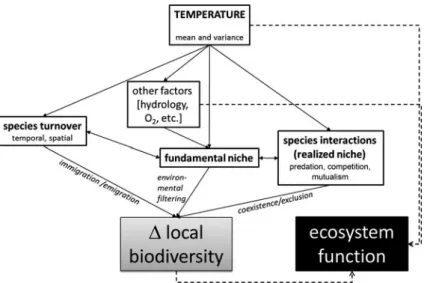 Fig. 10.6 Schematic representation of pathways leading to altered local biodiversity and thus ecosystem function